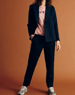 Veste blazer en Lin mélangé Vanille bleu marine