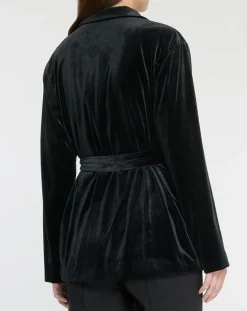 Veste blazer en Velours lisse noire