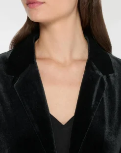 Veste blazer en Velours lisse noire