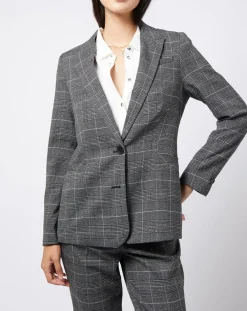 Veste blazer prince de galles lurex grise