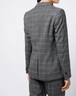 Veste blazer prince de galles lurex grise