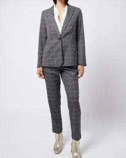 Veste blazer prince de galles lurex grise