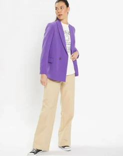Veste blazer Rune double boutonnage violette