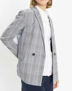 Veste blazer Rune double boutonnage imprimé Pince de Galles gris/noir