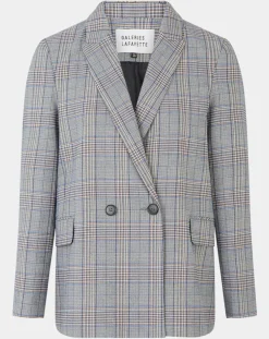 Veste blazer Rune double boutonnage imprimé Pince de Galles gris/noir