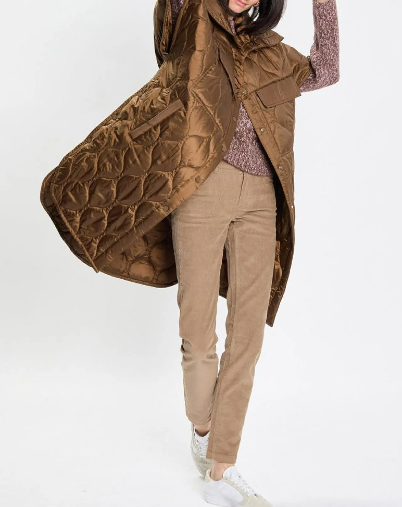 Veste cape matelassée padded marron