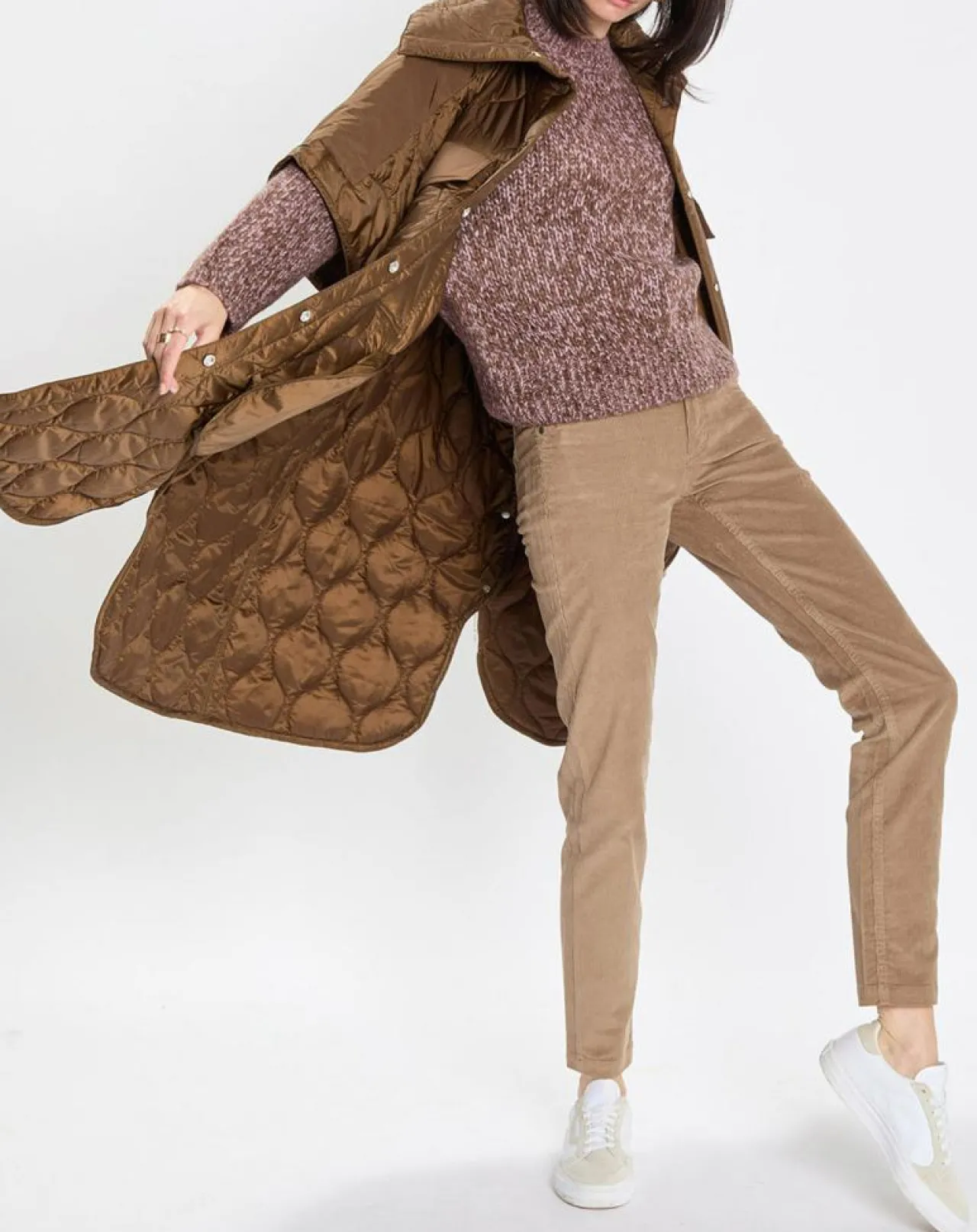 Veste cape matelassée padded marron