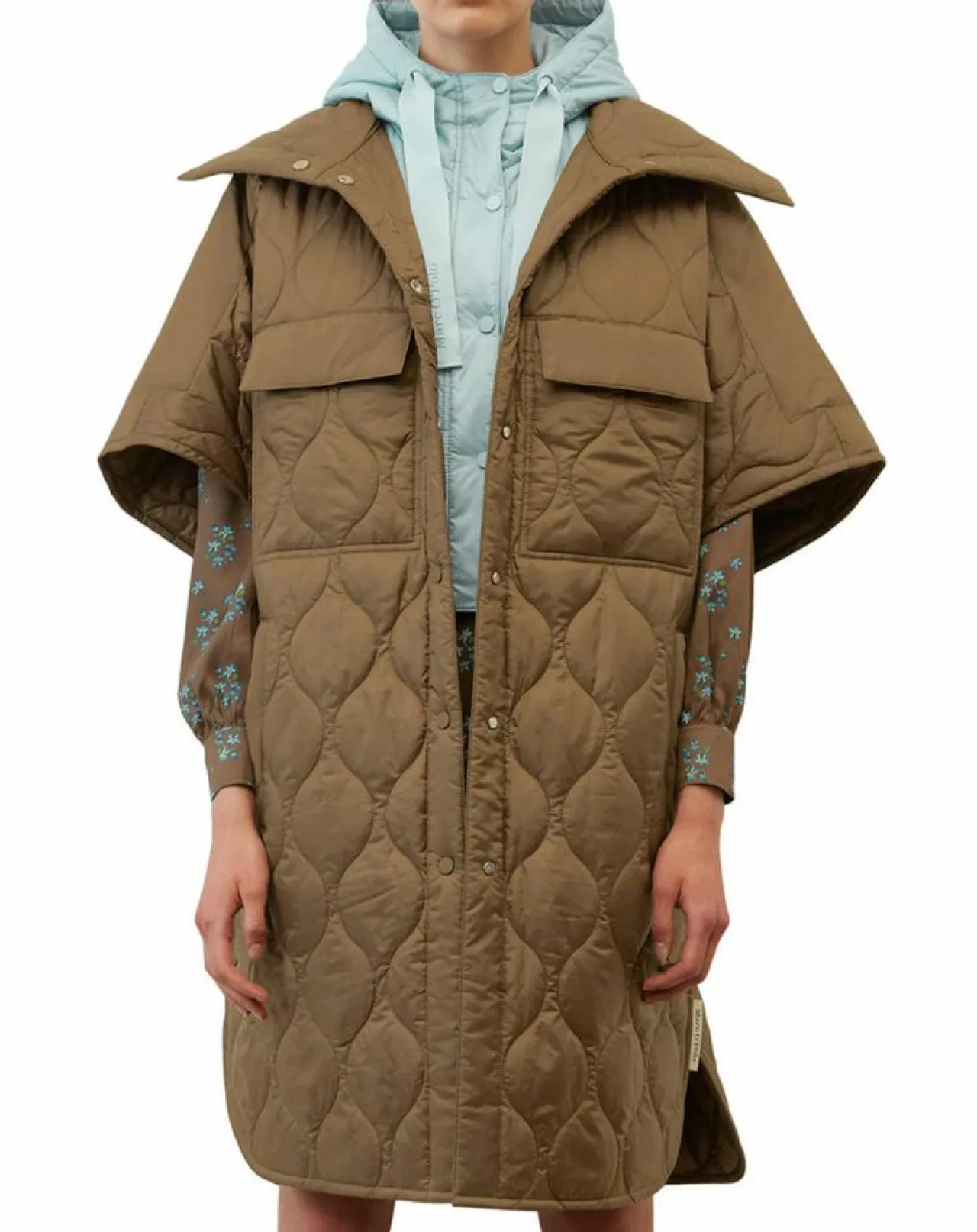 Veste cape matelassée padded marron