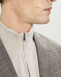 Veste Chek imprimée prince de galles beige