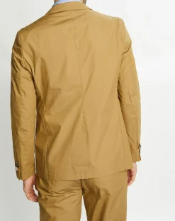 Veste Cintrée en Popeline Stretch 2 boutons camel