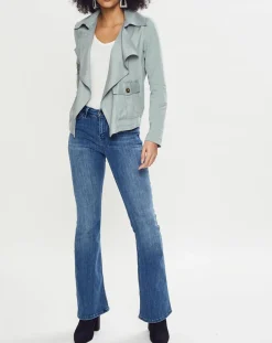 Veste courte à poche gris bleuté