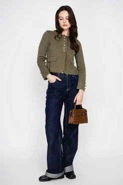 Veste courte boutonnée kaki