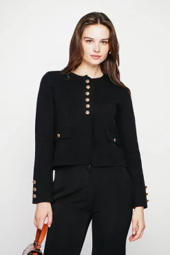 Veste courte boutonnée noire
