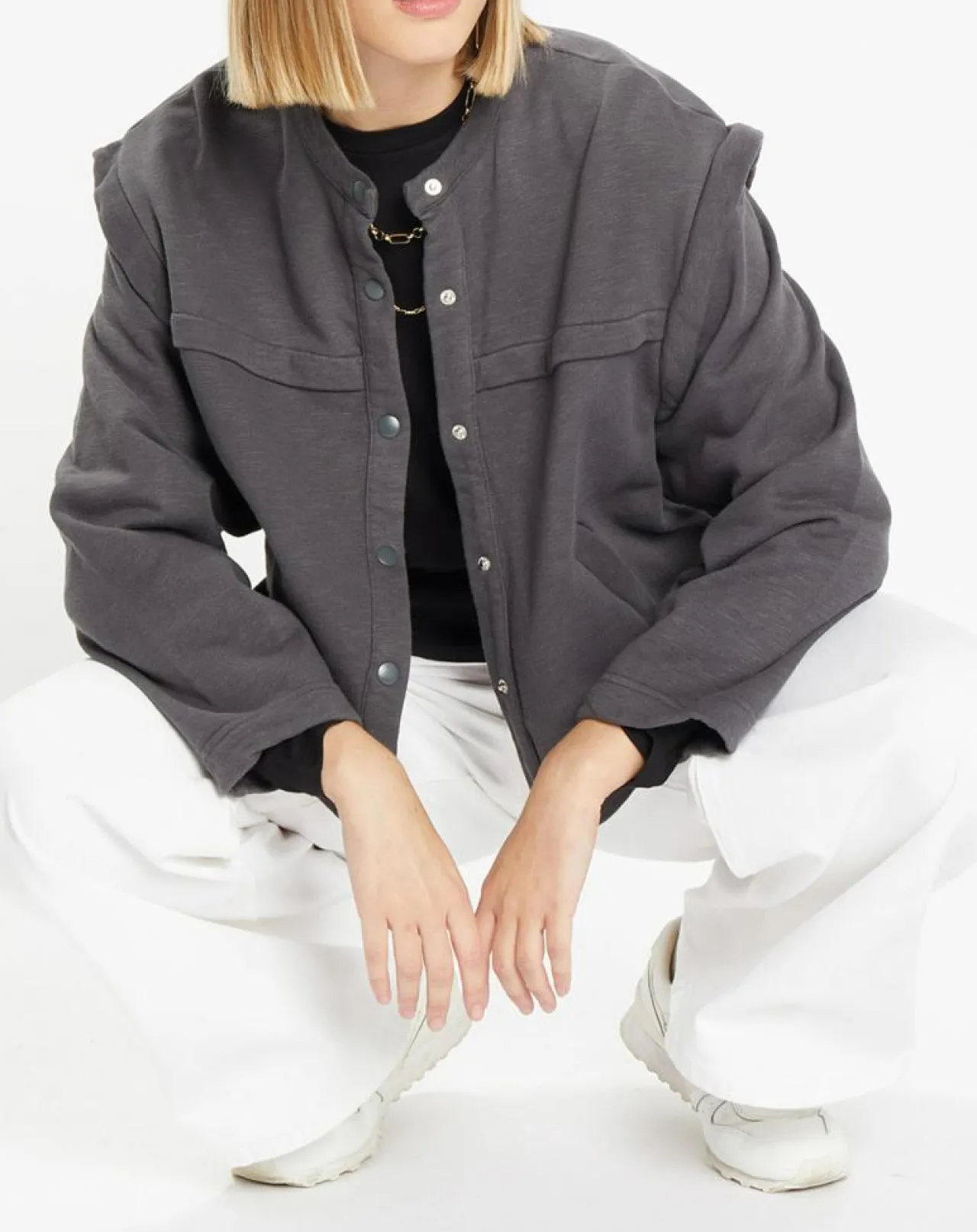 Veste courte en Coton Léonor gris foncé