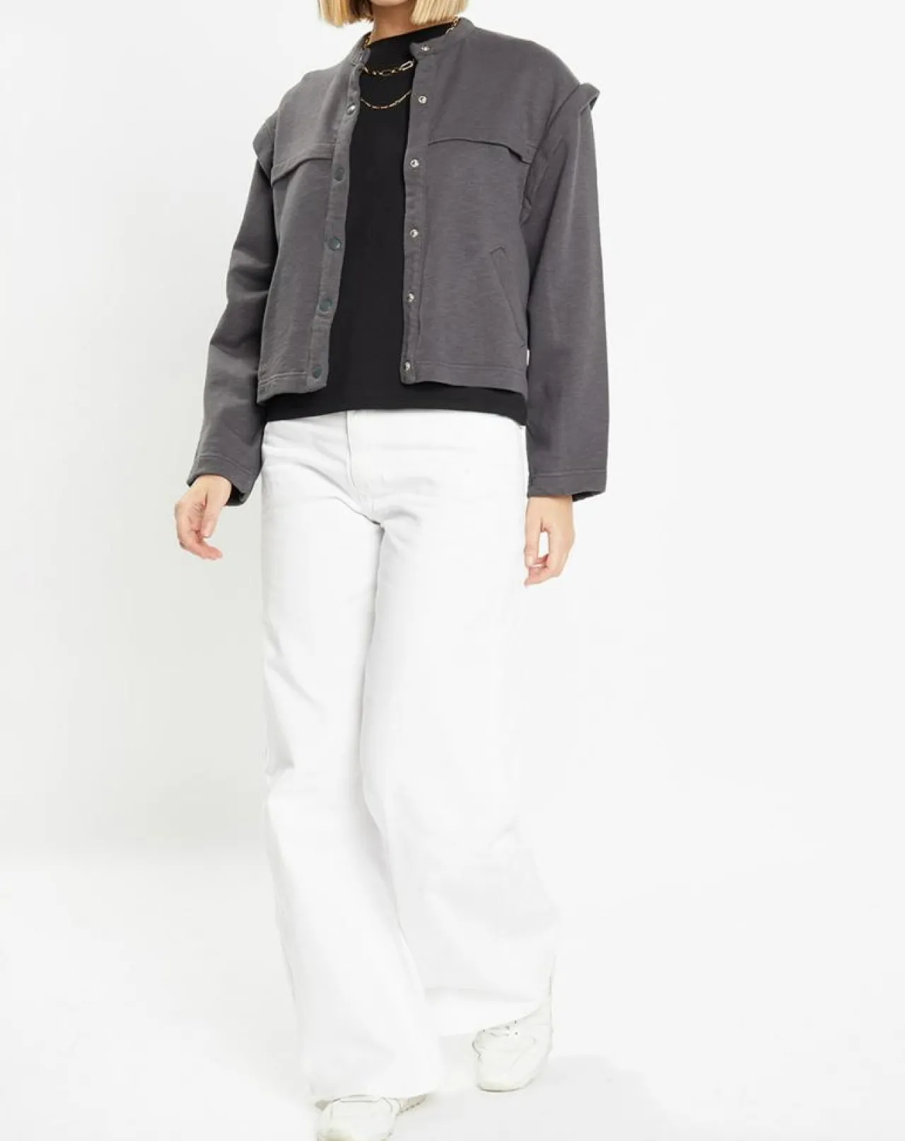 Veste courte en Coton Léonor gris foncé