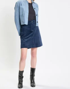 Veste courtes en Velours côtelé bleu ciel