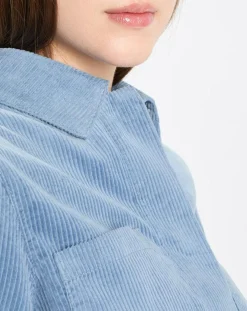 Veste courtes en Velours côtelé bleu ciel