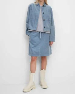 Veste courtes en Velours côtelé bleu ciel