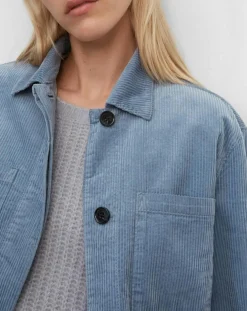 Veste courtes en Velours côtelé bleu ciel