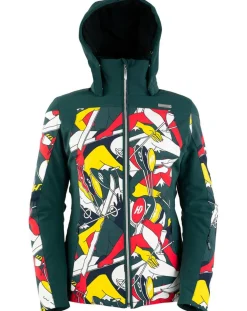Veste de ski Ecandies imprimée vert/multicolore