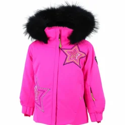 Veste de Ski Etoile col fausse fourrure rose fluo