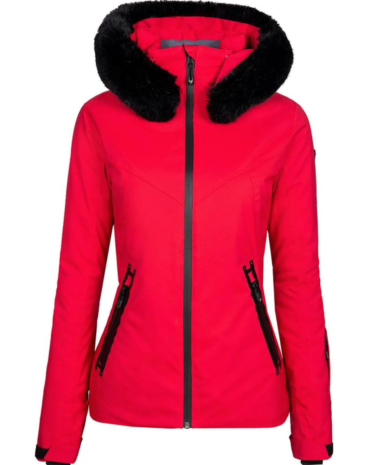 Veste de ski Geod fausse fourrure rouge