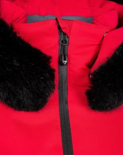 Veste de ski Geod fausse fourrure rouge