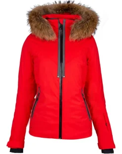 Veste de ski Geod fausse fourrure rouge