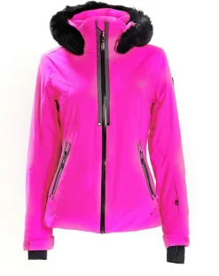 Veste de ski Geod fausse fourrure rose