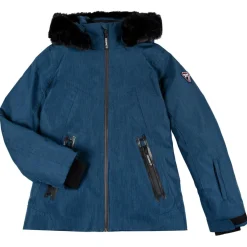 Veste de ski Geod JR fausse fourrure bleu foncé