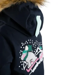 Veste de ski Mellow col fausse fourrure bleu foncé