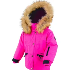 Veste de ski Mellow col fausse fourrure fuchsia