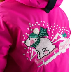Veste de ski Mellow col fausse fourrure fuchsia