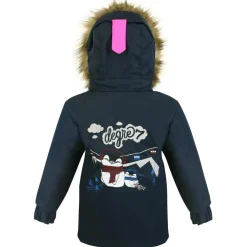 Veste de ski Pingouin col fausse fourrure bleu foncé