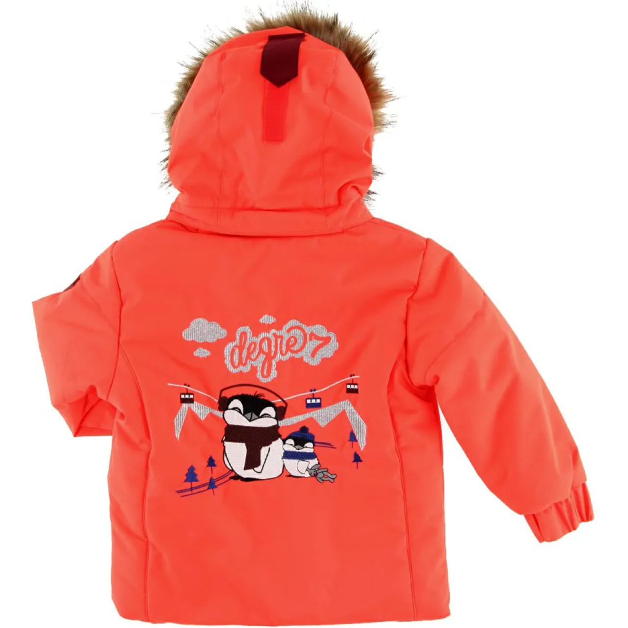 Veste de Ski Pingouin col fausse fourrure rouge orange