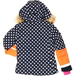 Veste de Ski Stiffy col fausse fourrure bleu foncé/orange