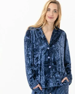 Veste d'intérieur en velours Platine bleue