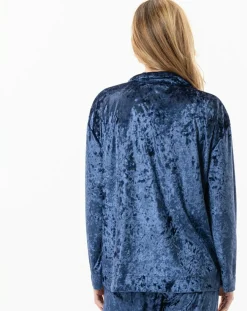 Veste d'intérieur en velours Platine bleue