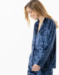 Veste d'intérieur en velours Platine bleue
