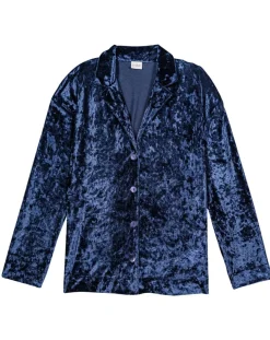 Veste d'intérieur en velours Platine bleue