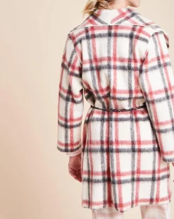 Veste d'intérieur Essentiel à carreaux écru/rouge/noir