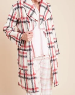 Veste d'intérieur Essentiel à carreaux écru/rouge/noir