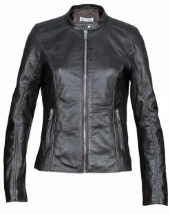 Veste en Cuir Aglae chocolat foncé