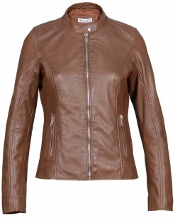 Veste en Cuir Aglae cognac