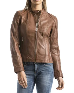 Veste en Cuir Alazeia cognac