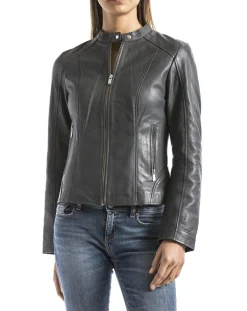 Veste en Cuir Alazeia gris foncé