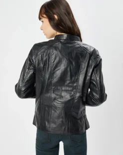 Veste en Cuir Alazeia noire