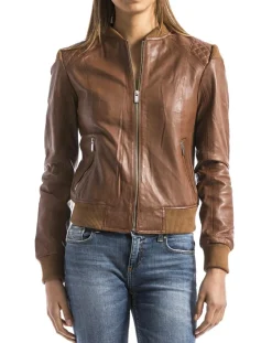 Veste en Cuir Alba cognac