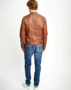 Veste en Cuir Alban cognac