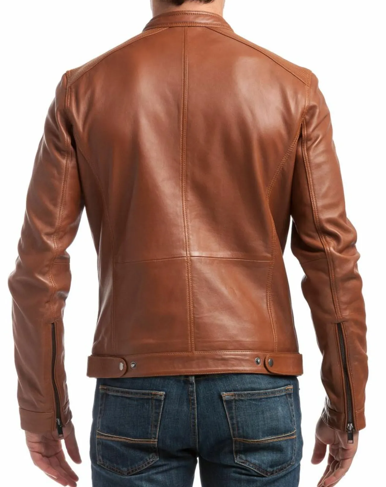 Veste en Cuir Alban cognac